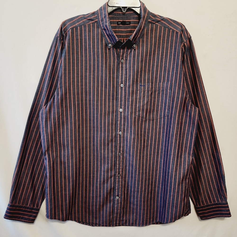 Gap Original Fit Oxford Wide Stripe Long Sleeve Button Down